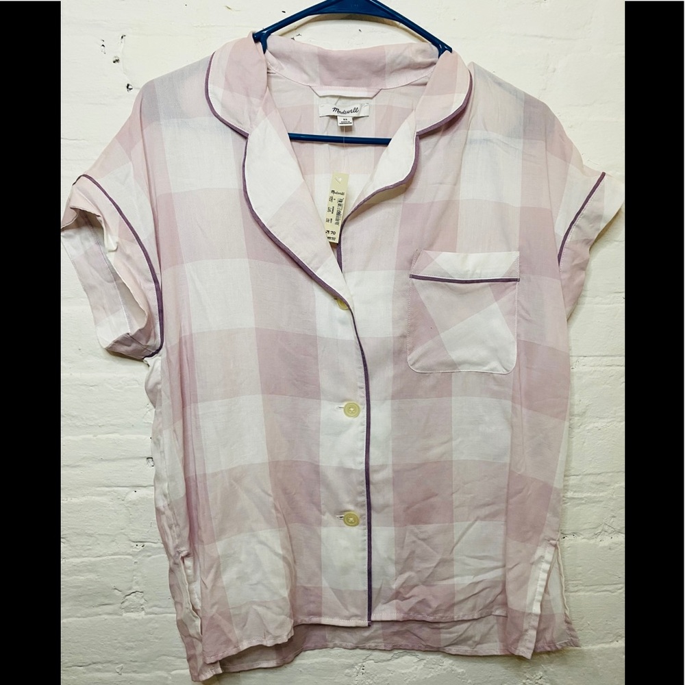 🆕 Madewell Bedtime Pajama Top in Lilac Gingham - Picture 4 of 6